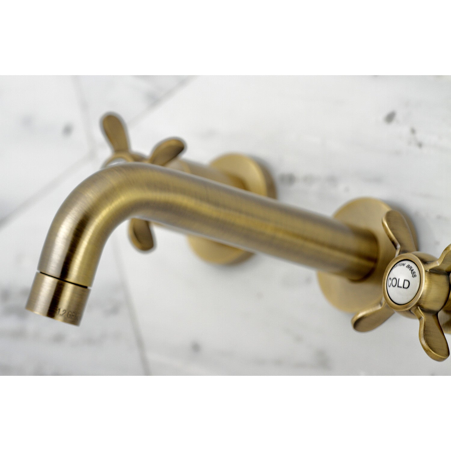 Kingston Sona KS8123BEX - Essex Double-Handle 3-Hole Wall Mount Bathroom Faucet, Antique Brass — thumbnail 2